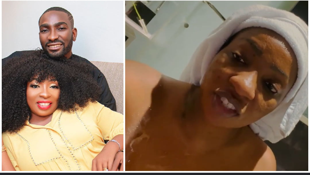 Nollywood actress Anita Joseph under fire for posting video of her husband bathing her