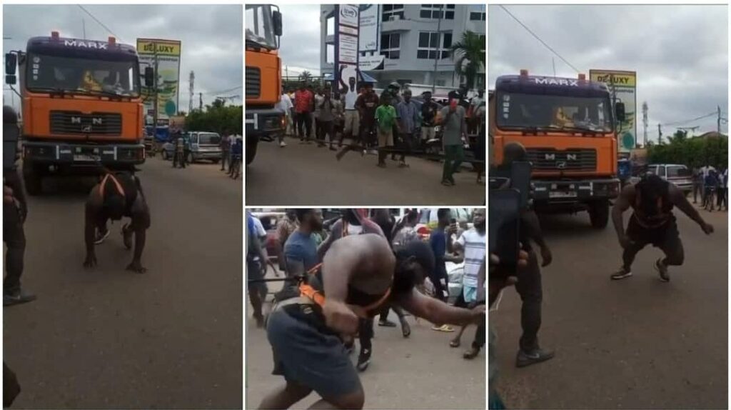 Powerful Man Pulls Trailer Using His Body in Viral Video, People Wonder How He Did It 