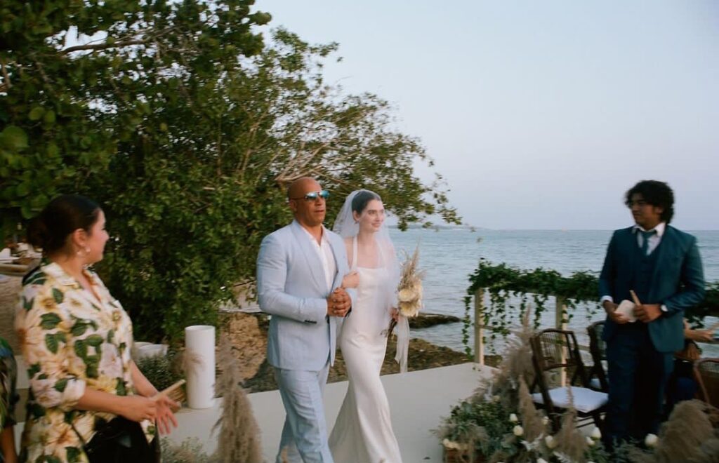 In the Dominican Republic, Vin Diesel escorted Paul Walker's daughter Meadow down the aisle during her father's Fast & Furious star wedding. 