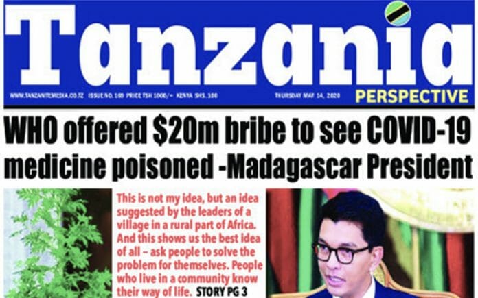 Madagascar's president claims WHO offered a $20 million bribe for a COVID-19 poison cure.