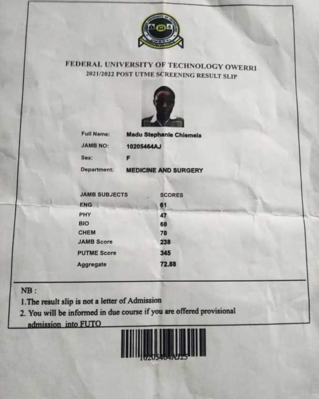 Nigerians Celebrate Smart Girl Who Scored A’s in All Her WAEC Papers, Got 345 in FUTO Post UTME