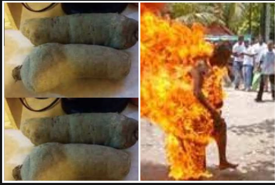 Man Set Ablaze For Allegedly Turning Students Into Yams