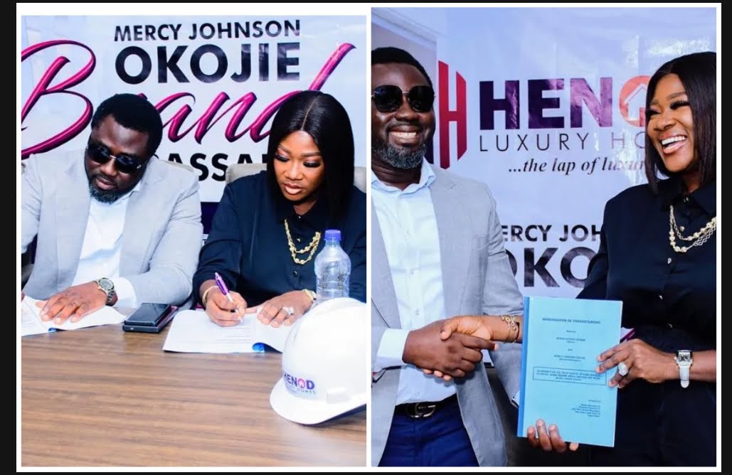 Actress, Mercy Johnson-Okojie signs multi-million naira endorsement deal with her husband’s Real Estate company.