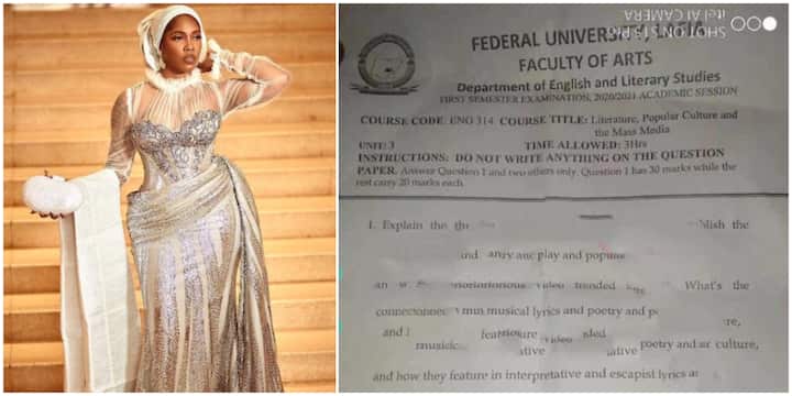 Tiwa Savage's Leaked Tape Featured in a Recent Federal University Exam, Photo of the Question Paper Goes Viral