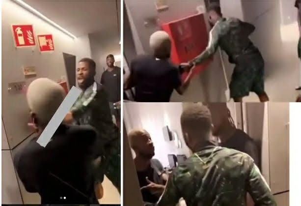 At a viral video, Super Eagles players can be seen goofing around while staging a fight in camp.