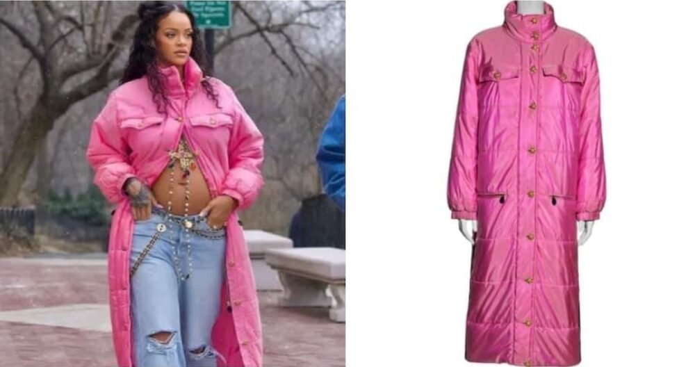 Rihanna rocks pink designer coat worth N4.4m in vintage style pregnancy shoot
