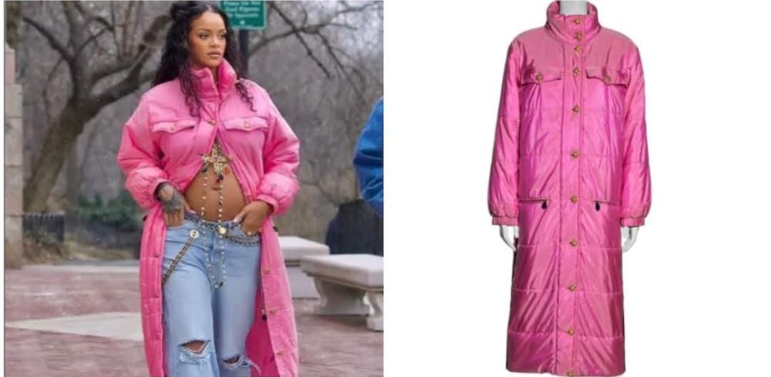 Rihanna rocks pink designer coat worth N4.4m in vintage style pregnancy shoot