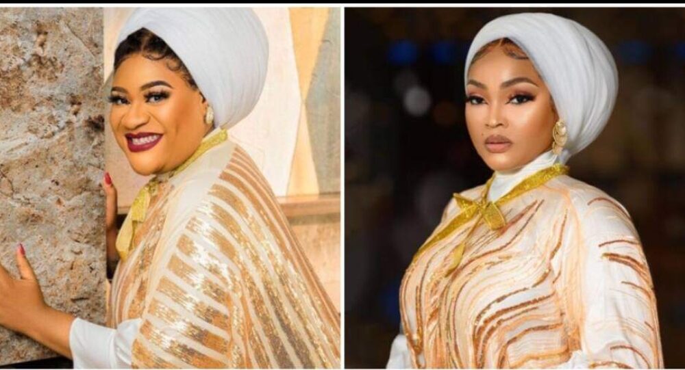 Mercy Aigbe approves of Nkechi Blessing's recreation of her 'Hajia Minnah' look
