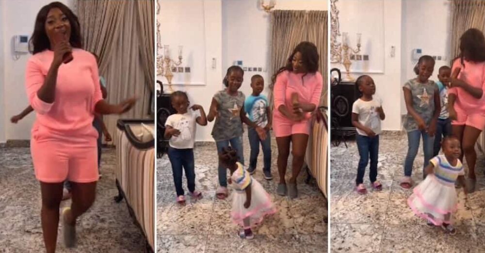 Mercy Johnson’s last-born steals the shine from siblings in family dance video