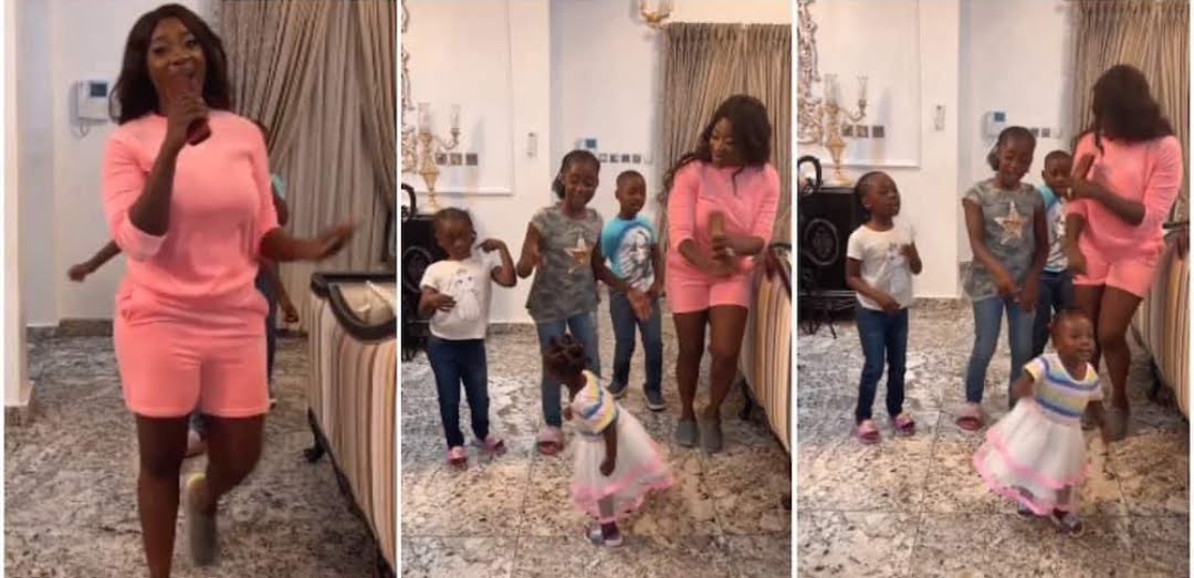 Mercy Johnson’s last-born steals the shine from siblings in family dance video