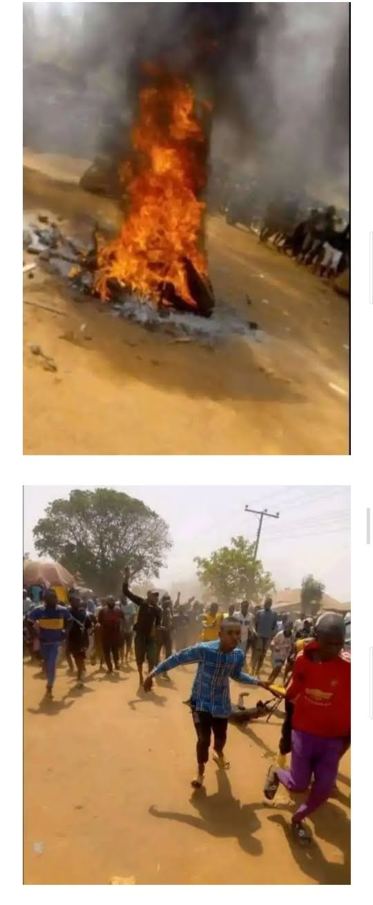 In Nasarawa, an enraged mob burns a suspected ritualist to ashes (Graphic Photos)