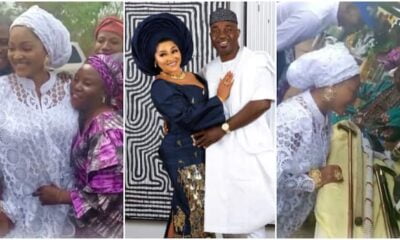 Mercy Aigbe Welcomed Like Royalty As She Visits Hubby’s Hometown, Women Struggle to Take Photos With Her