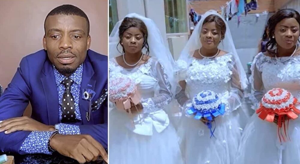 Man falls in love with triplets, marries all 3 sisters in cute wedding ceremony