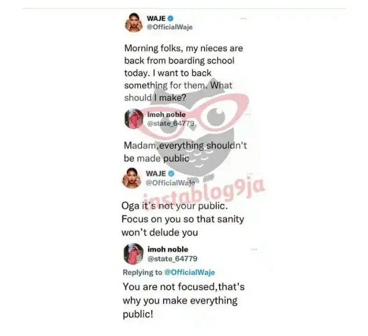 Waje carpets a troll who chastised her for seeking public feedback on this.