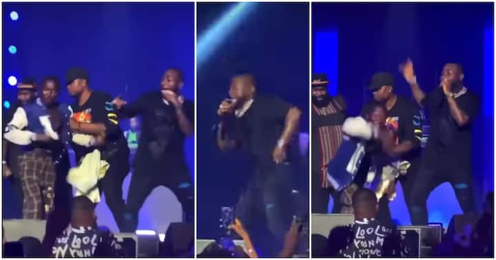 Rick Ross in Lagos: Moment Davido’s Bodyguard Pushed Excited Fan off the Stage During Singer’s Performance