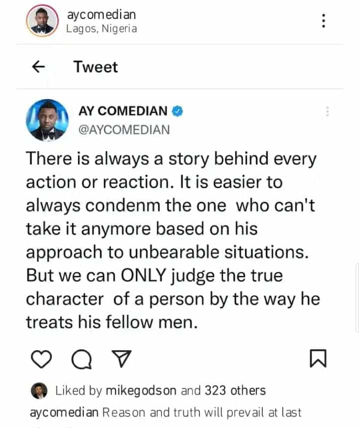 “It is easier to condemn the one who can’t take it anymore” Comedian AY Makun reacts to backlash for shading Basketmouth