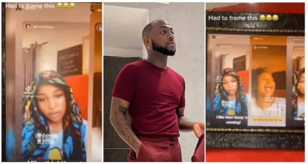 I Had to Do This: Excited Nigerian Lady Frames Snapshots of Davido Reposting Her on Instagram, Shares Video