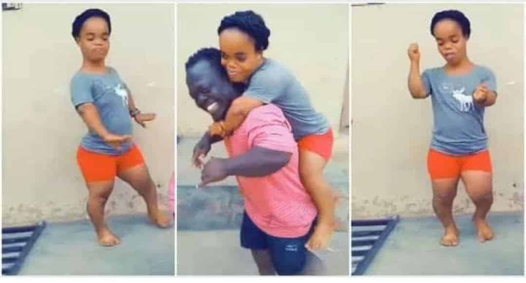 Little woman shake waist as she dances and vibes in cute video with her husband
