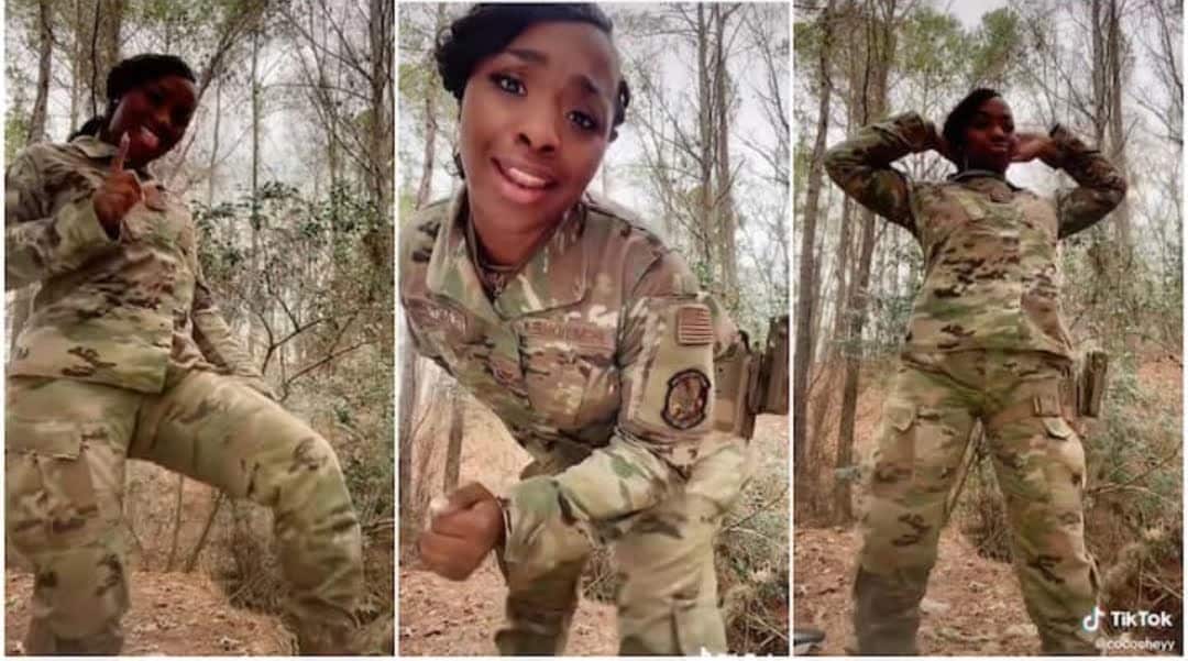 Beautiful Lady Serving in US Army Dances Inside Bush With Uniform in Viral Video, Men Want to Marry Her