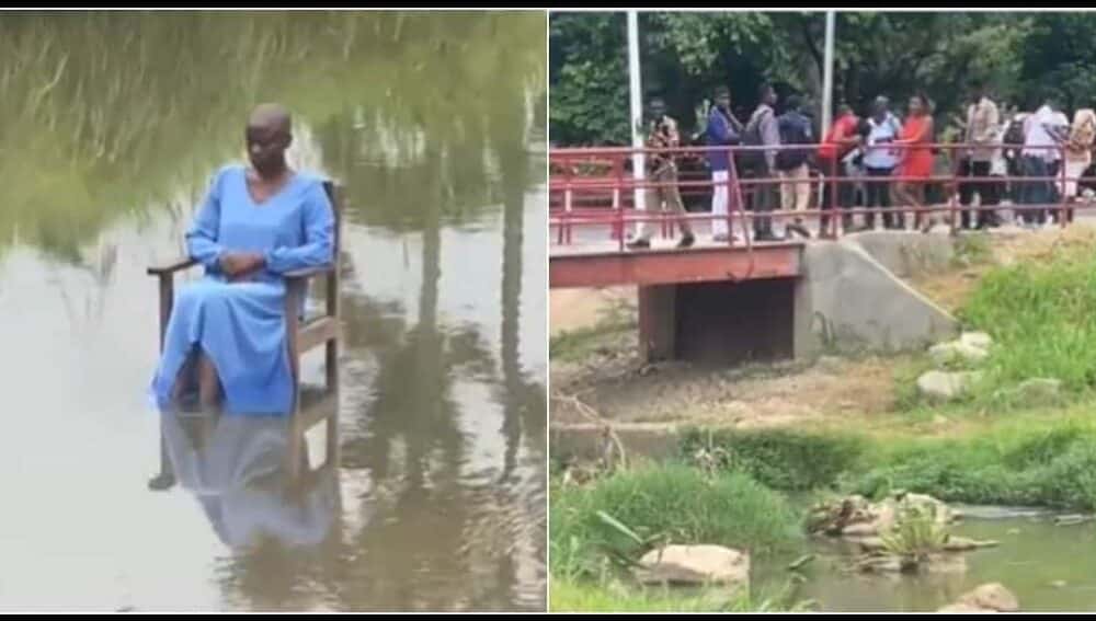 Girl seen seated quietly in middle of campus river for 6 hours in viral video