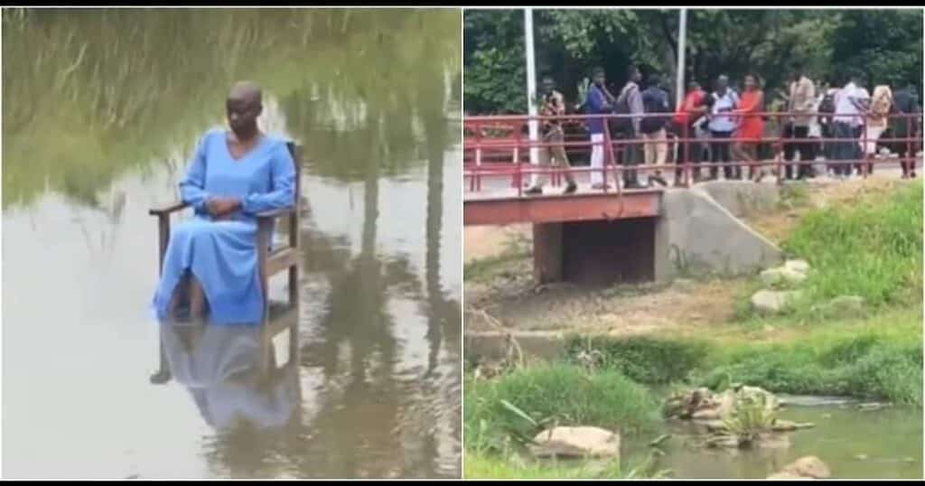 Girl seen seated quietly in middle of campus river for 6 hours in viral video