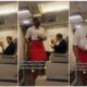 Young Lady Dances Inside Aeroplane, Oyinbo Man Covers His Face, Turns Around in Viral Video