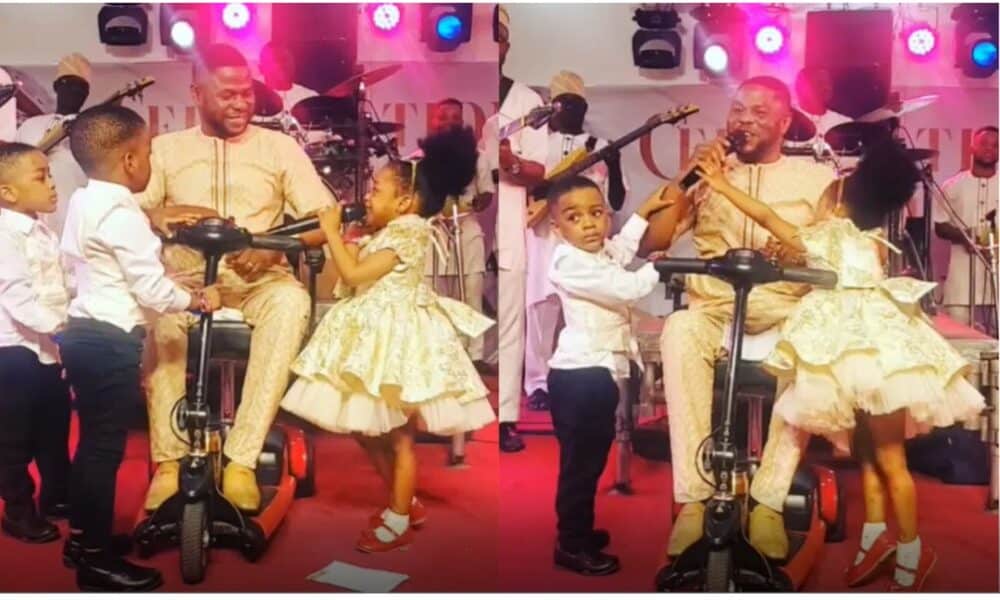 Heart warming video of Yinka Ayefele and his triplets on stage