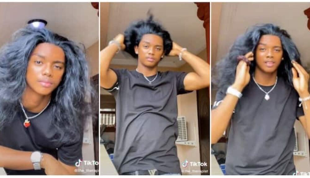 See Hair Wey Girls Dey Buy 700k: Reactions as Handsome Young Man Flaunts his Long Natural Hair in Viral Video