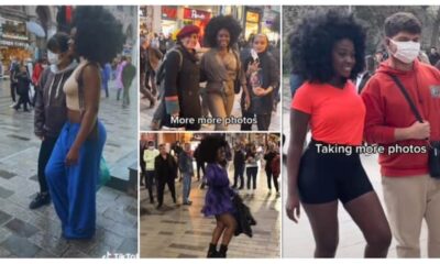Pretty Black Lady with Natural Afro Turns Celeb in Turkey as Oyinbos Rush to Take Photos with Her.