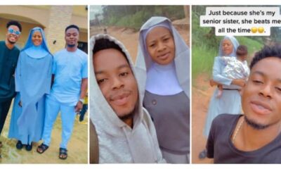 God is Enjoying': Nigerian Student Says as He Flaunts His Pretty Sister who is a Catholic Nun in Cute Videos