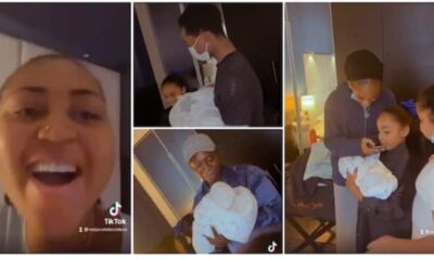1 Big Family: Ned Nwoko Flies All His Kids Down to Meet Regina Daniels and Their New Sibling, Video Emerges