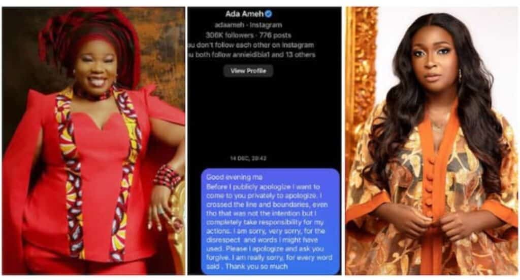 “I’m So Happy I Apologised Before You Left”: Blessing Okoro on Ada Ameh’s Death, Posts Screenshot of Apology 