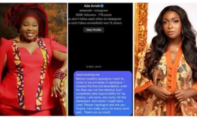 “I’m So Happy I Apologised Before You Left”: Blessing Okoro on Ada Ameh’s Death, Posts Screenshot of Apology
