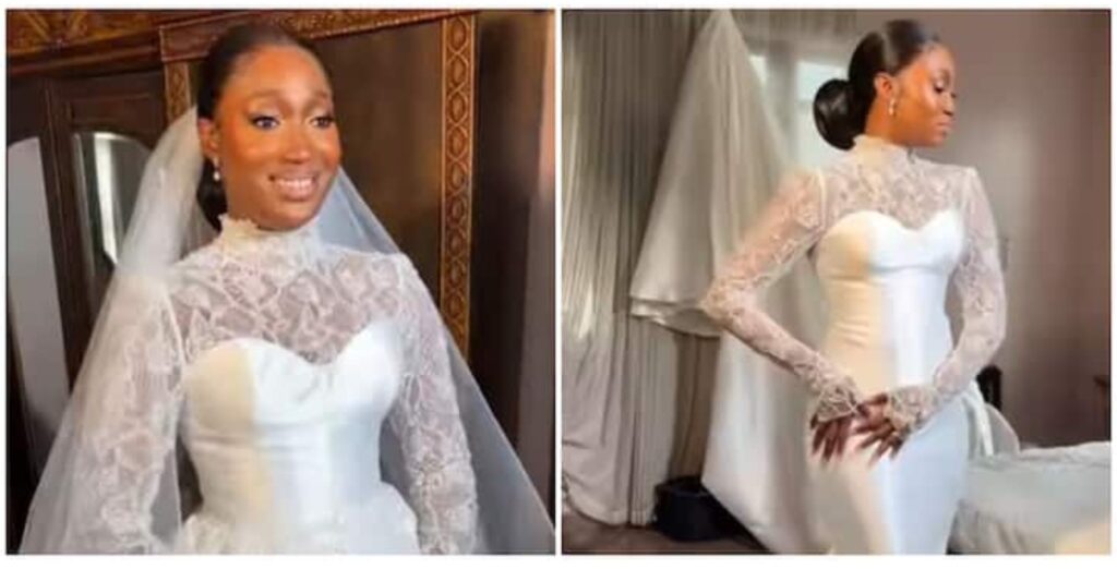 Wedding Fashion: Beautiful Bride Melts Heart as She Sports Gorgeous 2-in-1 Dress