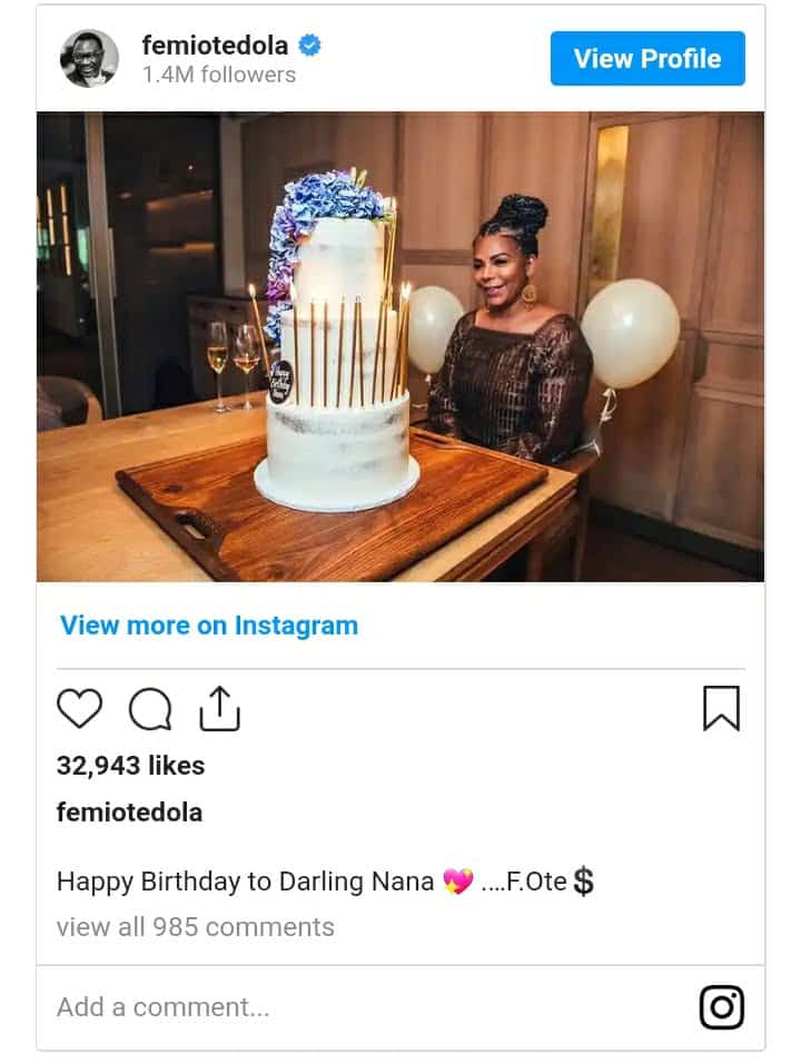 Femi Otedola joins Cuppy, other children to give his wife a befitting birthday