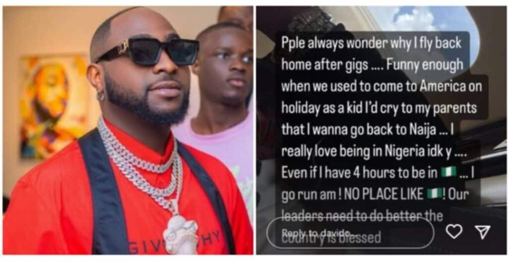 Our Leaders Need to do Better, The Country is Blessed": Davido on Why Le Loves Nigeria 