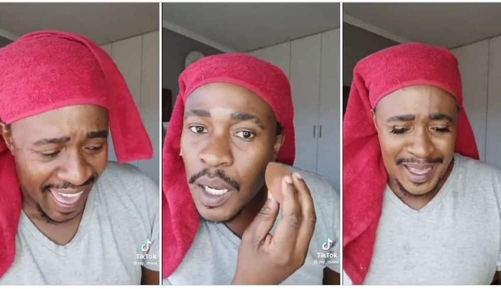 Man Struggles to Keep a Straight Face in Video After Trying On Make-Up, Mzansi Laughs at the Funny Process