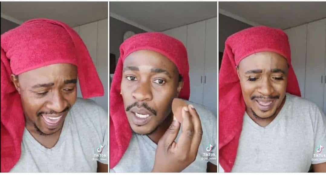 Man Struggles to Keep a Straight Face in Video After Trying On Make-Up, Mzansi Laughs at the Funny Process