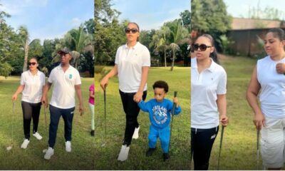 Regina Daniels leaves fans gushing as she shares cute moments from her family golf day