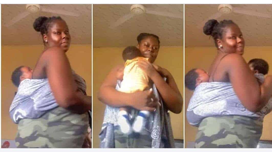 Motherhood isn't a joke": woman back and carries her twins with 2 wrappers in a video