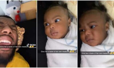 “Give Her a Taste”: Father Pretends, Cries Exactly Like His Baby, Daughter Looks at Him in Surprise