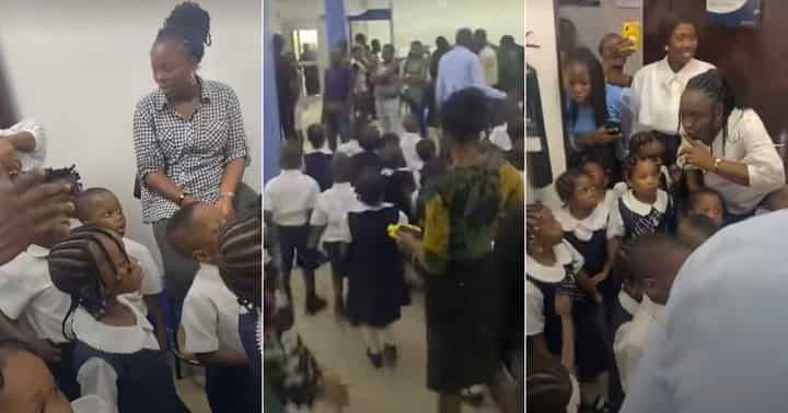 After Paying N25000 for Excursion Man Sees Baby Sister at Bank With Teachers Video Goes Viral