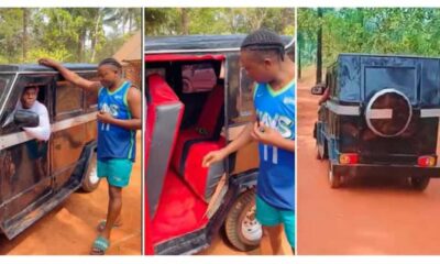 He's Gifted": Comedian Mama Uka Meets Enugu Boy Who Built 'G-Wagon', Video Shows Him Taking a Ride in the Car