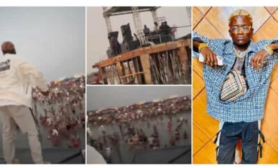 Wahala Wahala Mammoth Crowd Storm River in Port Harcourt As Portable Performs on Water Videos Go Viral