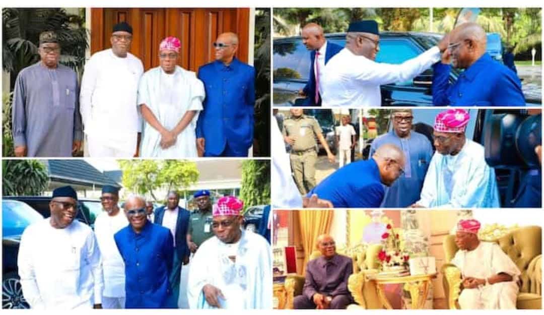 New Twist As Obasanjo Leads Powerful APC Chieftain to Meet Wike See Photos