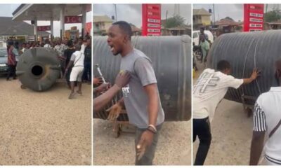 N2 Million Fuel": Man Carries Overhead Tank to Filling Station to Buy Fuel, People Chase Him in Viral Video