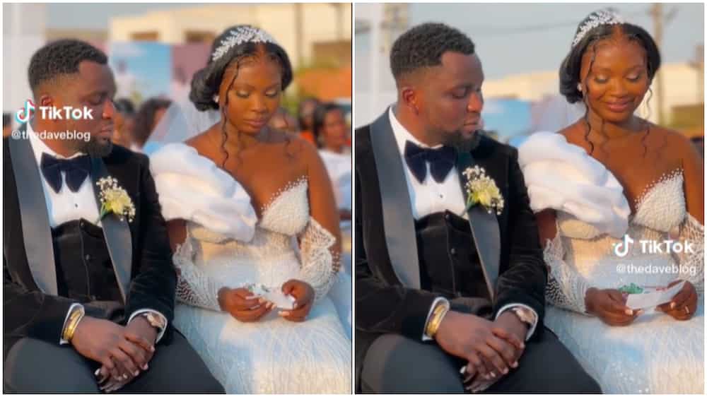 He Thought His Secrets out Man Passes Small Note to Lady on Her Wedding Day Groom Looks Worried