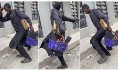 "Something Huge is Coming": Nigerian Shoemaker Dances With Basket and Box in His Hands, Sweet Video Emerges