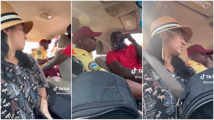 “God Bless You”: Oyinbo Lady Makes Taxi Driver Smile After LASTMA Officer Spoilt His Day, Gives Him Money