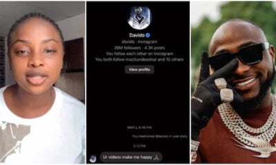 “Your Videos Make Me Happy”: Davido Follows Female Fan, She Excitedly Shares the Dm He Sent Her, Post Trends